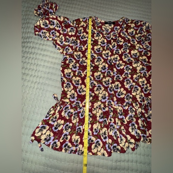 Madewell Drawstring Ruffle-Hem Top in Viola Floral. Size XS EUC - Picture 7 of 15
